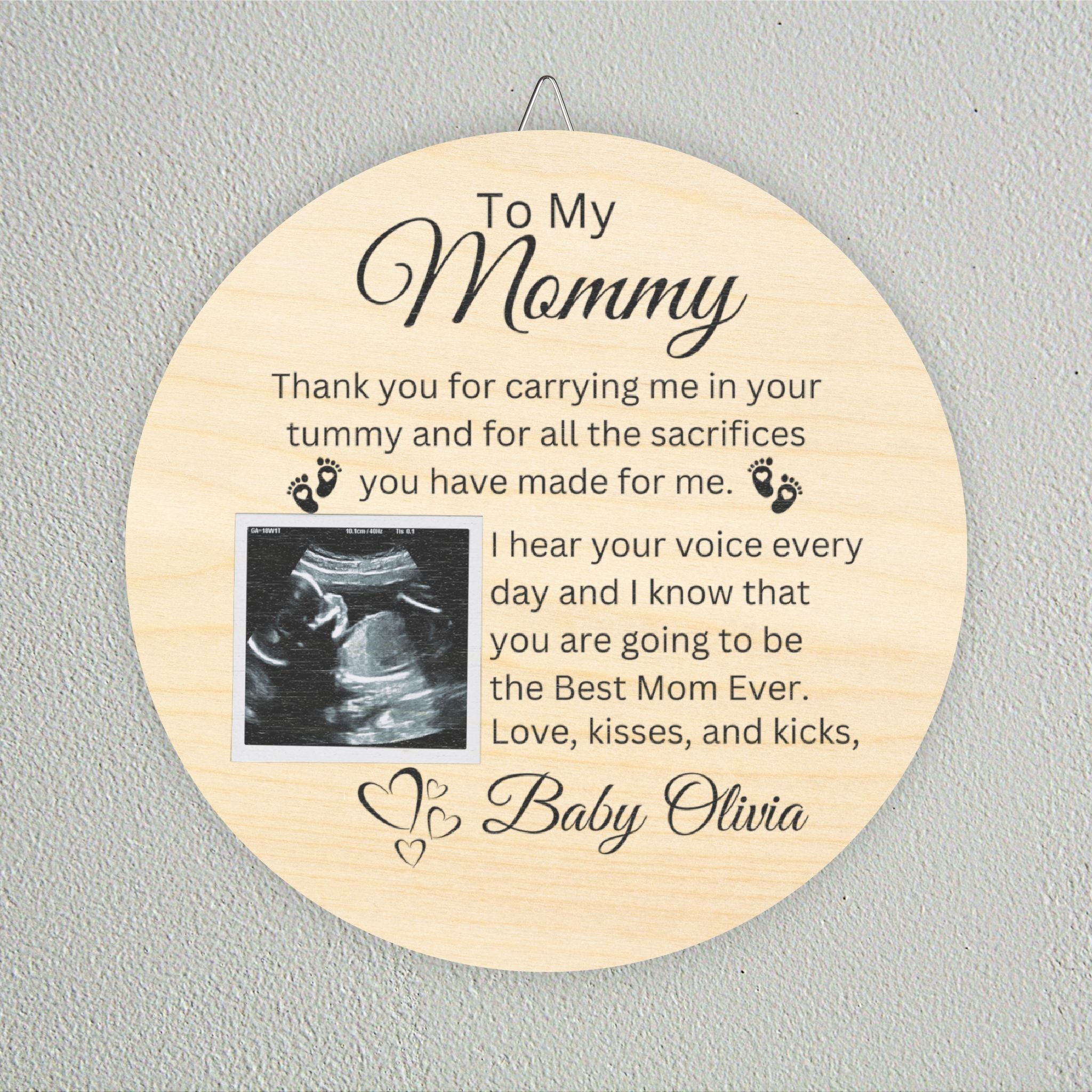 To My Mommy - Personalized Wooden Sign with Sonogram