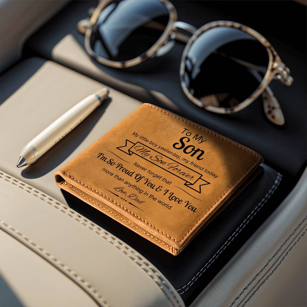 "To My Son" Genuine Leather Wallet – A Gift of Love & Pride