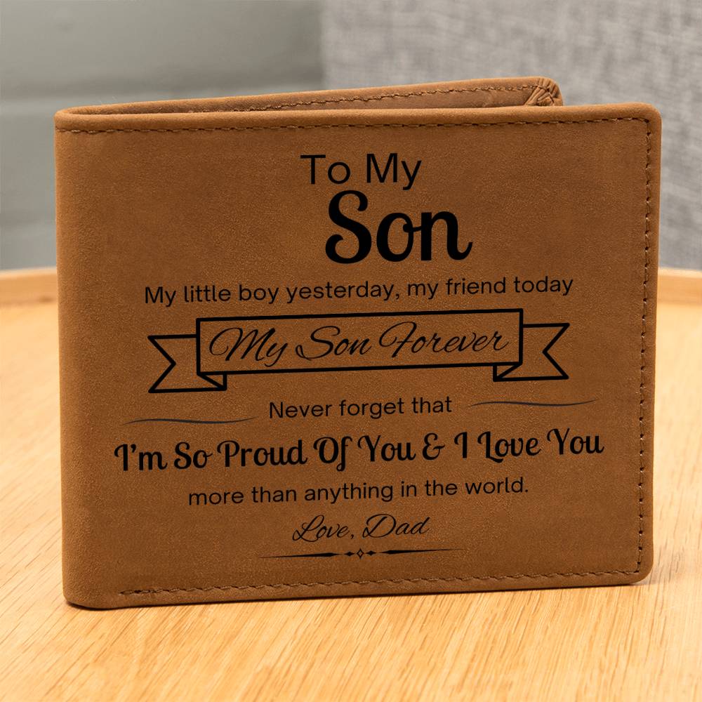 "To My Son" Genuine Leather Wallet – A Gift of Love & Pride