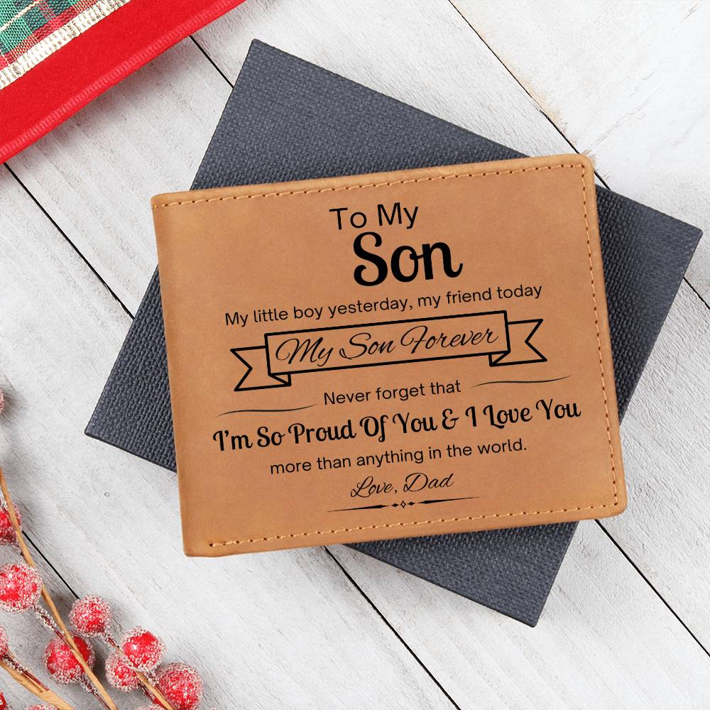 "To My Son" Genuine Leather Wallet – A Gift of Love & Pride