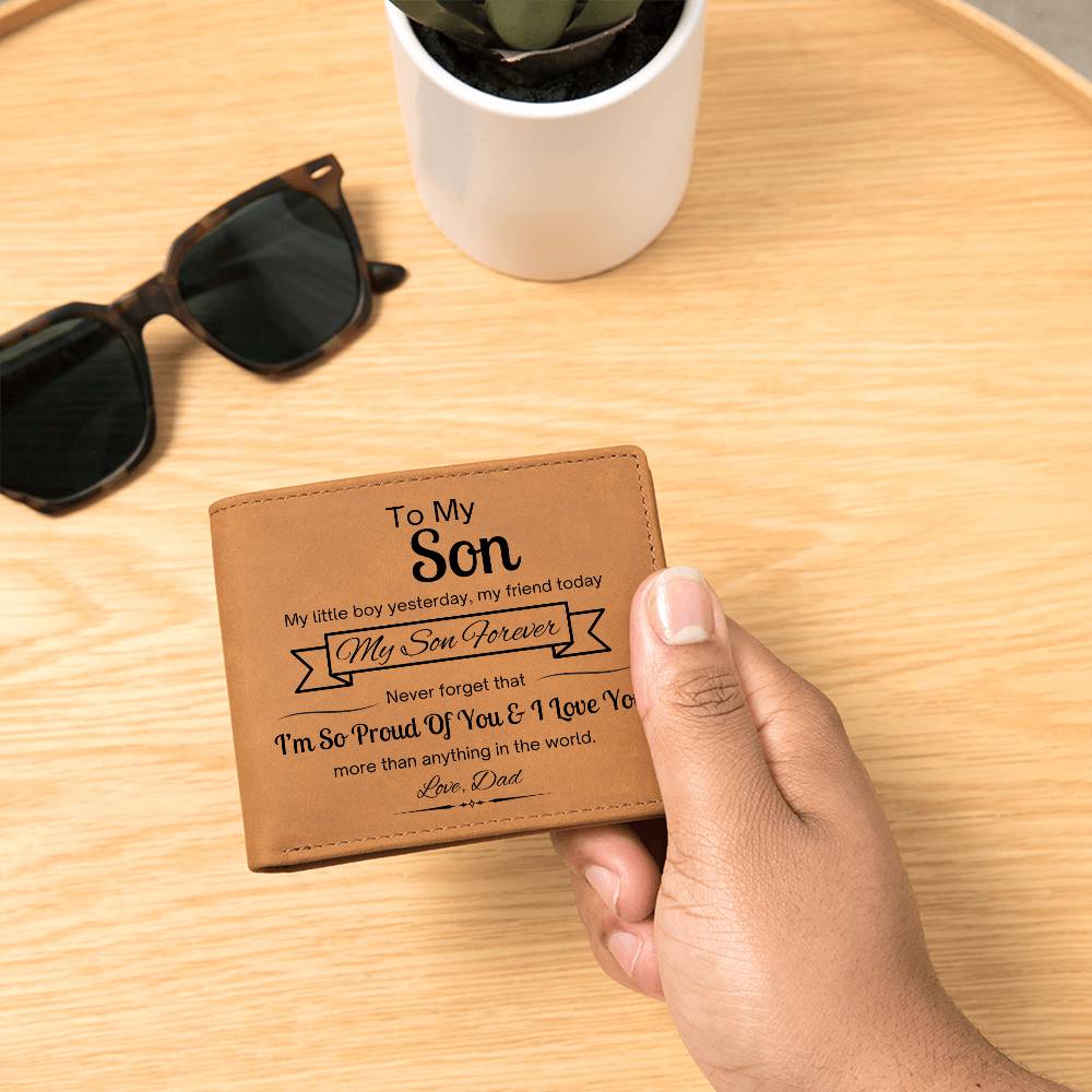 "To My Son" Genuine Leather Wallet – A Gift of Love & Pride