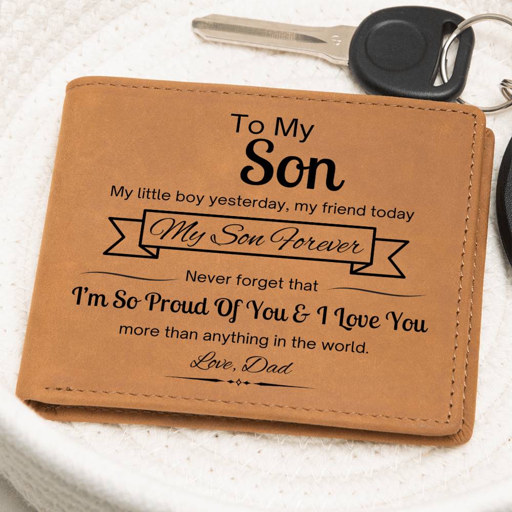 "To My Son" Genuine Leather Wallet – A Gift of Love & Pride