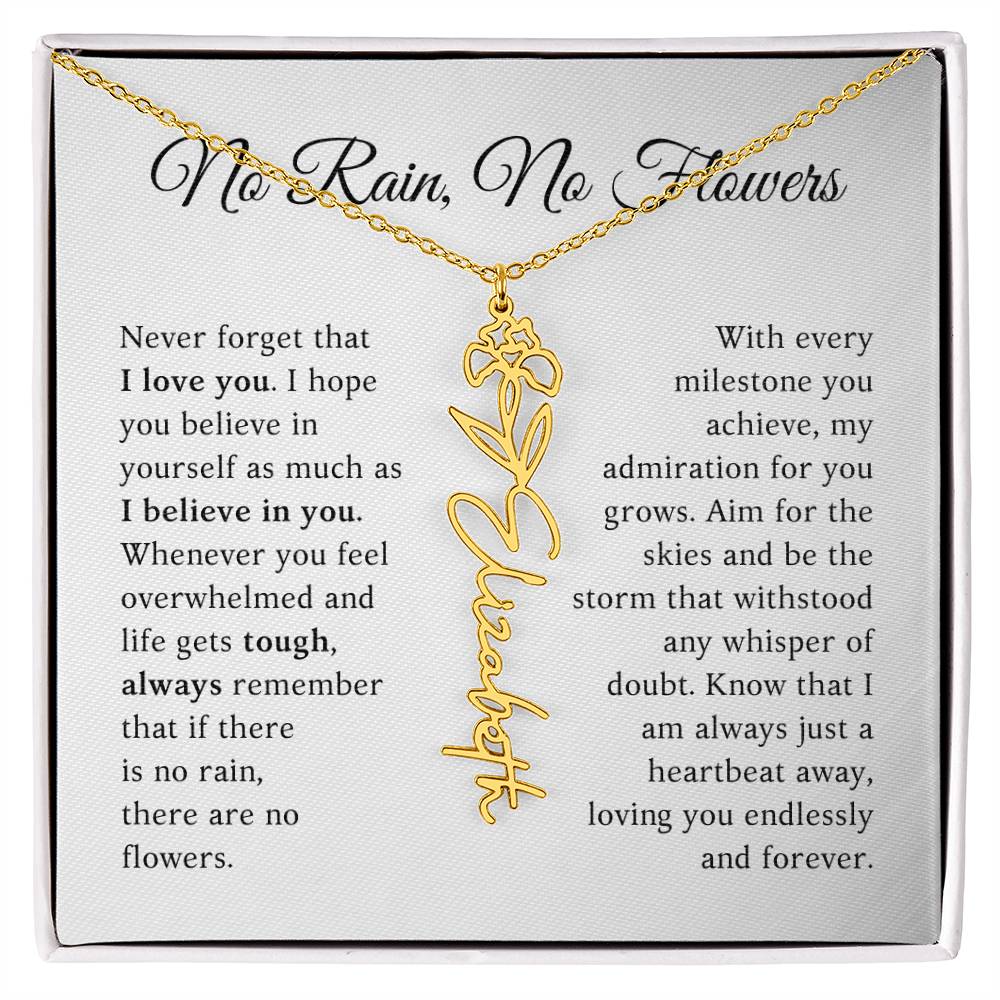 No Rain, No Flowers - Milestone - Customizable Flower Name Necklace