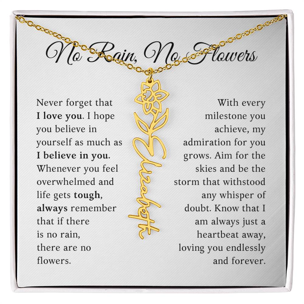 No Rain, No Flowers - Milestone - Customizable Flower Name Necklace