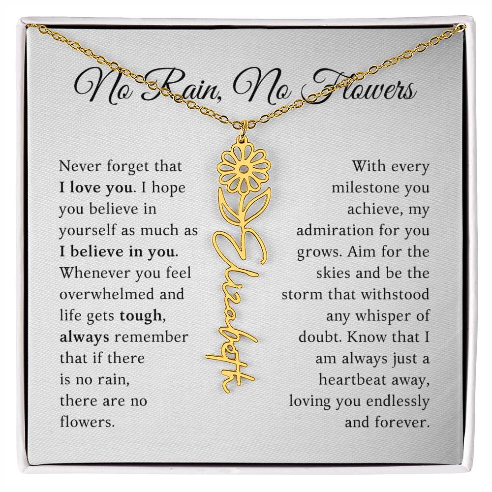 No Rain, No Flowers - Milestone - Customizable Flower Name Necklace