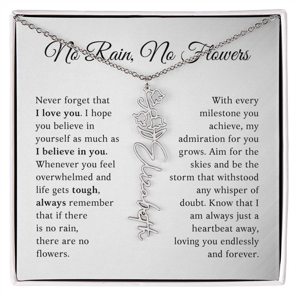 No Rain, No Flowers - Milestone - Customizable Flower Name Necklace