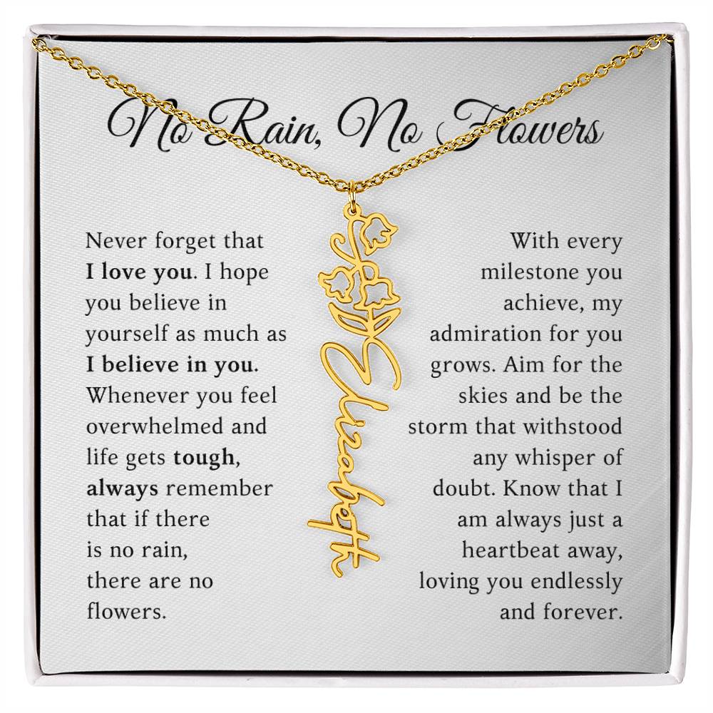 No Rain, No Flowers - Milestone - Customizable Flower Name Necklace