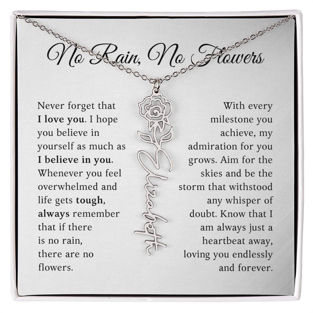 No Rain, No Flowers - Milestone - Customizable Flower Name Necklace