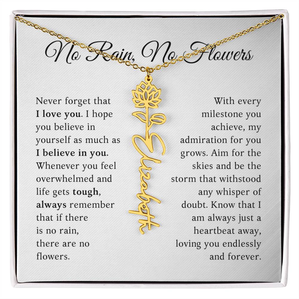 No Rain, No Flowers - Milestone - Customizable Flower Name Necklace