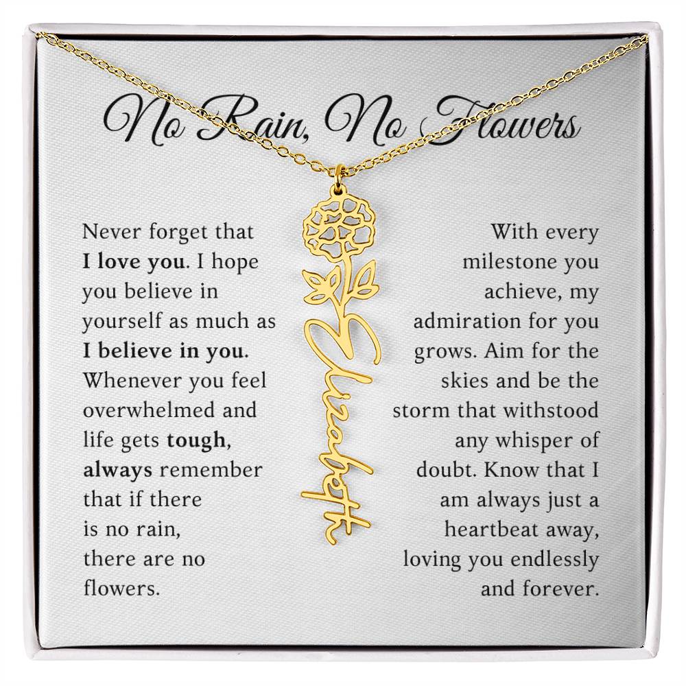 No Rain, No Flowers - Milestone - Customizable Flower Name Necklace