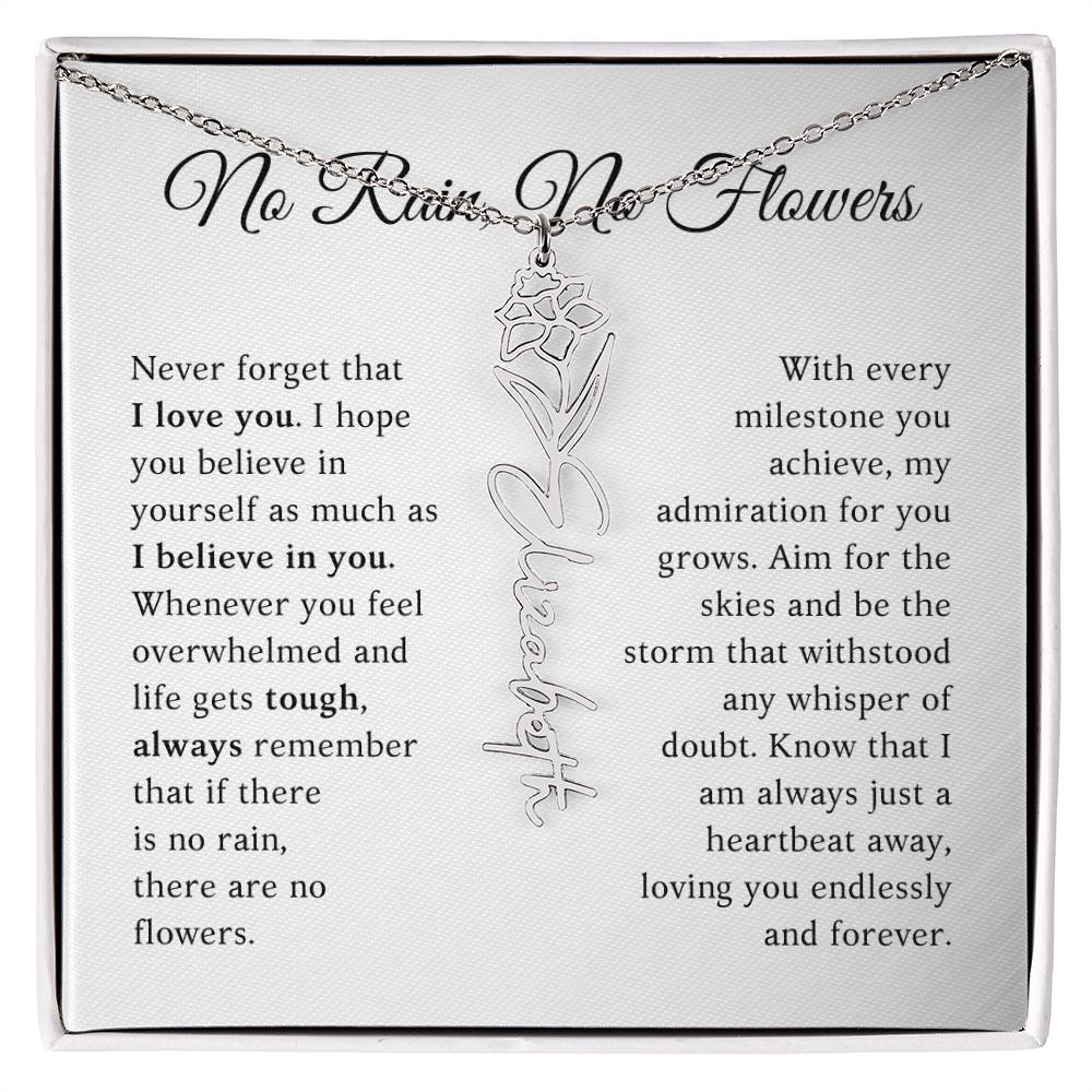 No Rain, No Flowers - Milestone - Customizable Flower Name Necklace